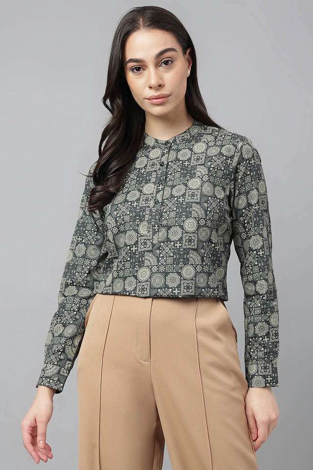 Floral Cotton Round Neck Women's Top-image-2