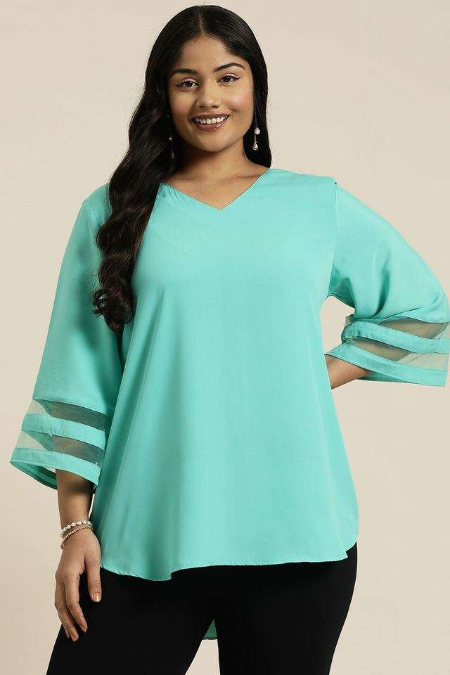 qurvii Solid Crepe V-Neck Women Top-picture-29