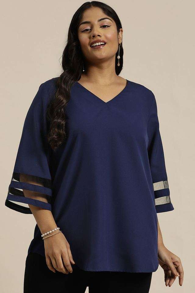 qurvii Solid Crepe V-Neck Women Top-picture-27