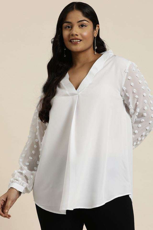 qurvii Solid Crepe V-Neck Women Top-picture-36