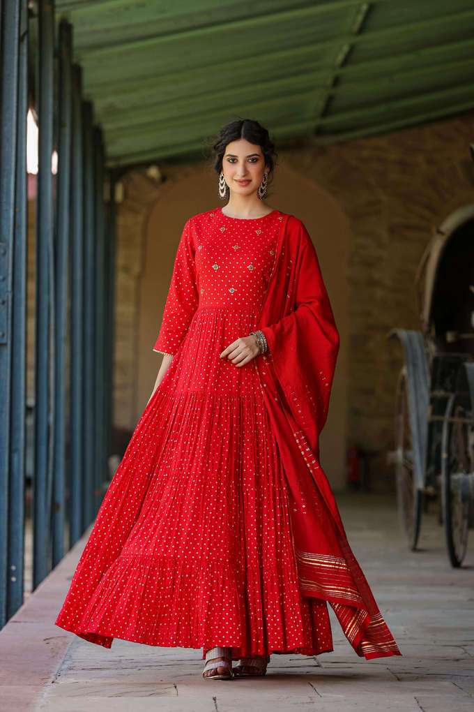 open lace back dress Red Heritage Embroidered