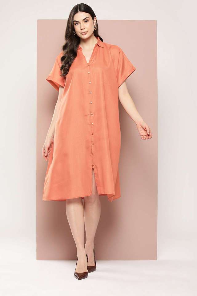qurvii Solid Collared Cotton Women Dress-picture-22