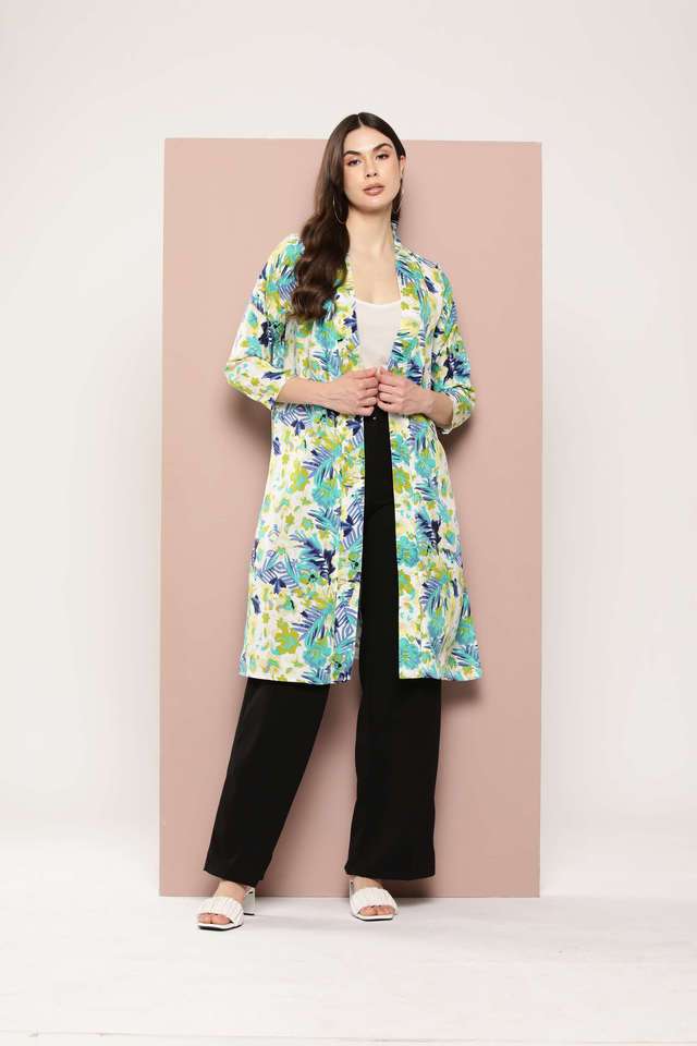 qurvii Floral V-Neck Crepe Women's Casual Wear Jacket-picture-13