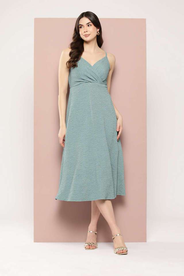 Solid V-Neck Viscose Women Dress-image-25