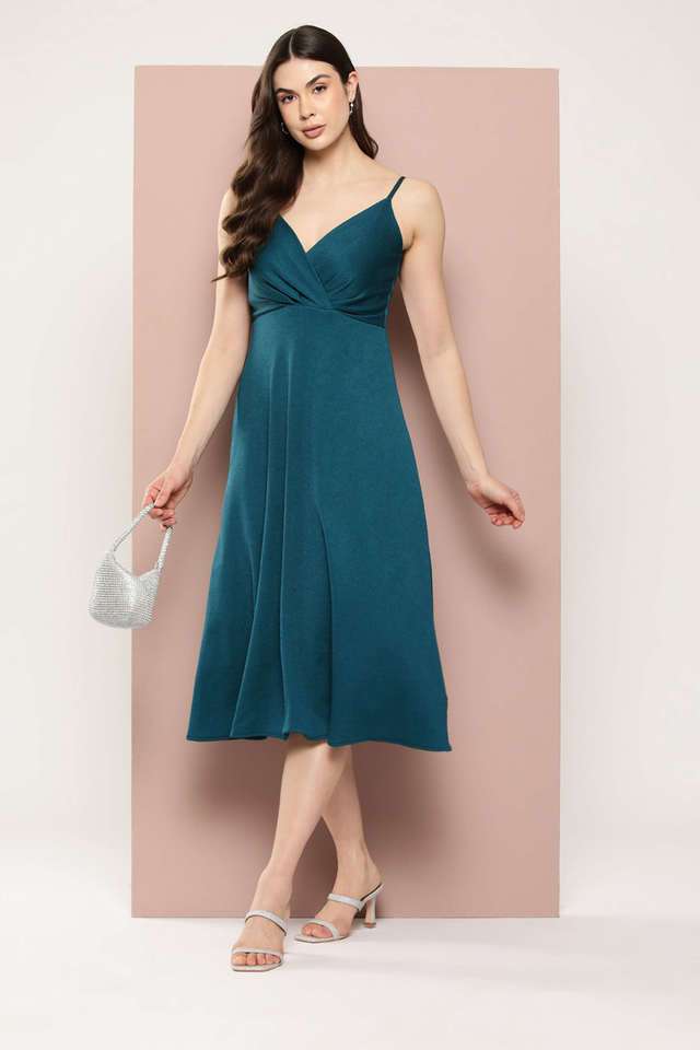 qurvii Solid V-Neck Viscose Women Dress-picture-19