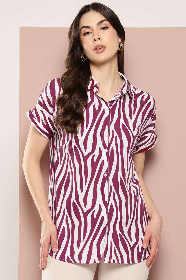 qurvii Animal Print Collared Crepe Women Casual Wear Shirt-picture-14