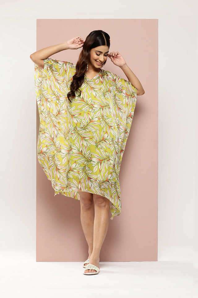 qurvii Printed V-Neck Georgette Women Dress-picture-19