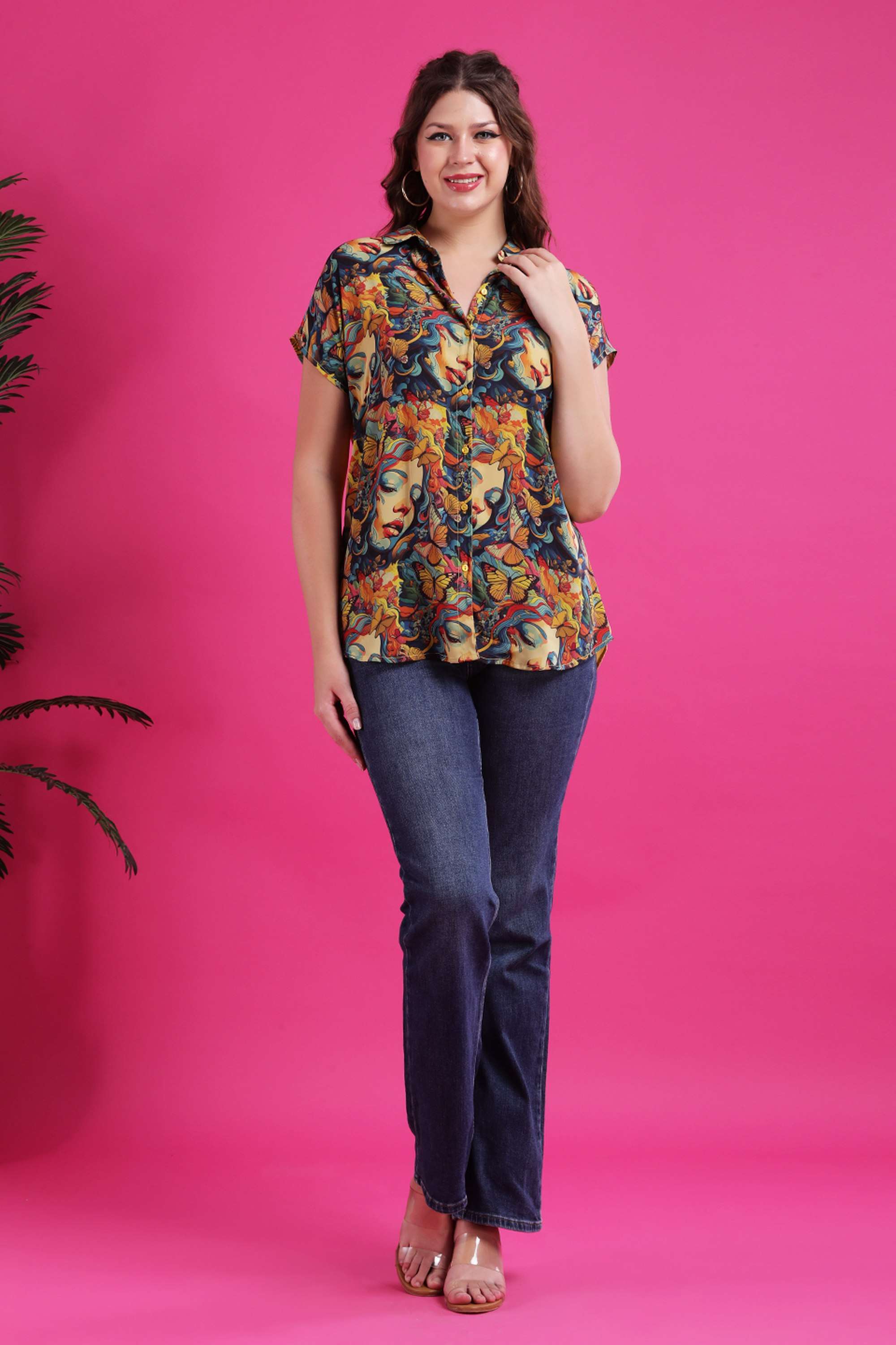 qurvii Abstract Collared Crepe Women Casual Wear Shirt-picture-11