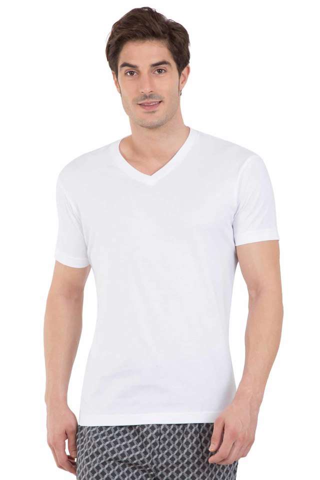 Solid-Polyester-Cotton-Regular-Fit-Men-s-T-Shirt