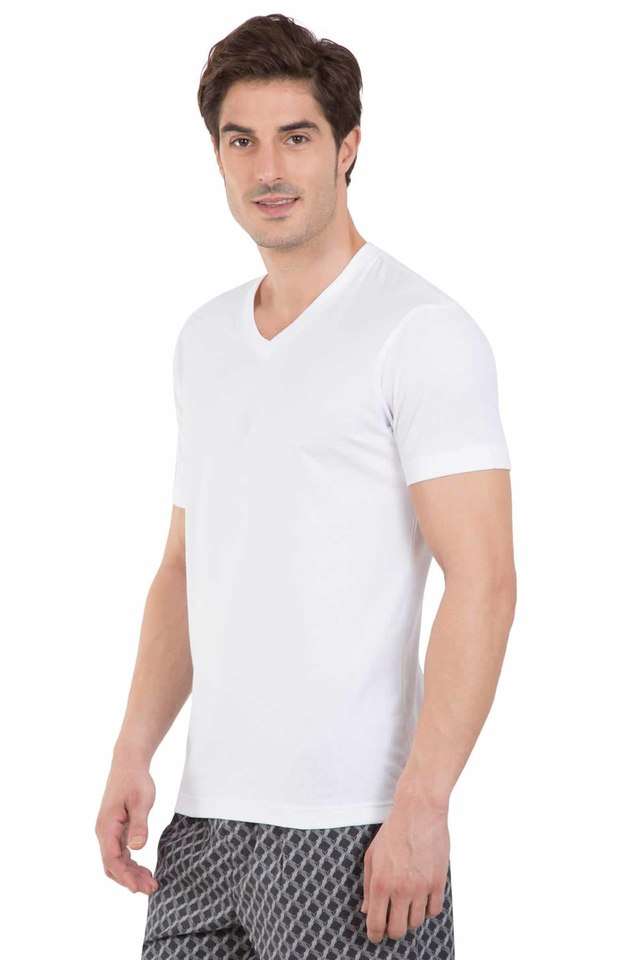Solid-Polyester-Cotton-Regular-Fit-Men-s-T-Shirt