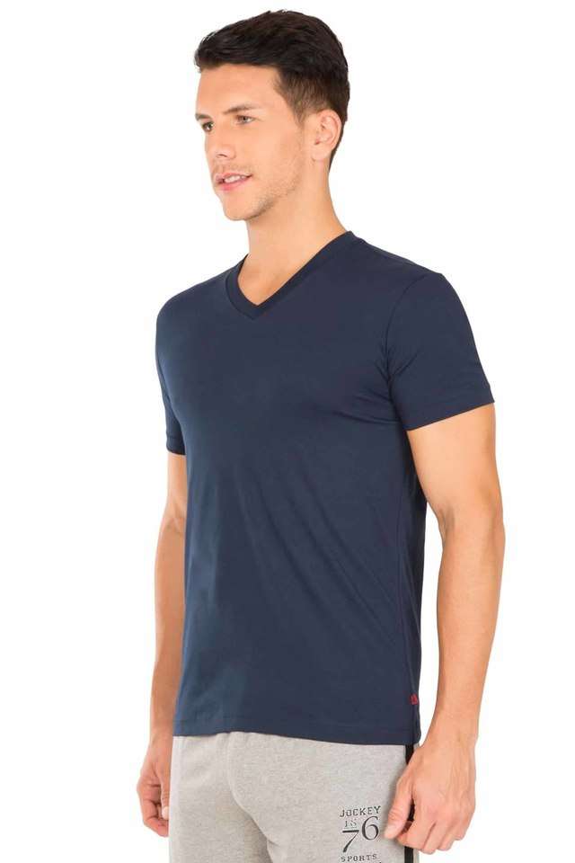 Solid-Polyester-Cotton-Regular-Fit-Men-s-T-Shirt