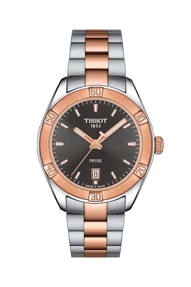 Womens-Black-Dial-Stainless-Steel-Analogue-Watch---T1019102206100