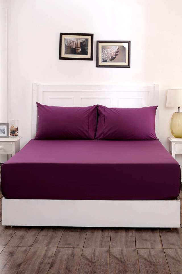 Colorart-Slumber-200-TC-Solid-Purple-Single-Bed-Sheet-With-1-Pillow-Cover