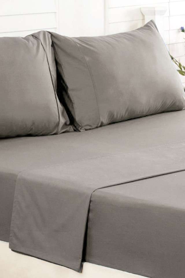 Slumber-Grey-200-TC-Cotton-Double-Fitted-Sheet-with-2-Pillow-Covers