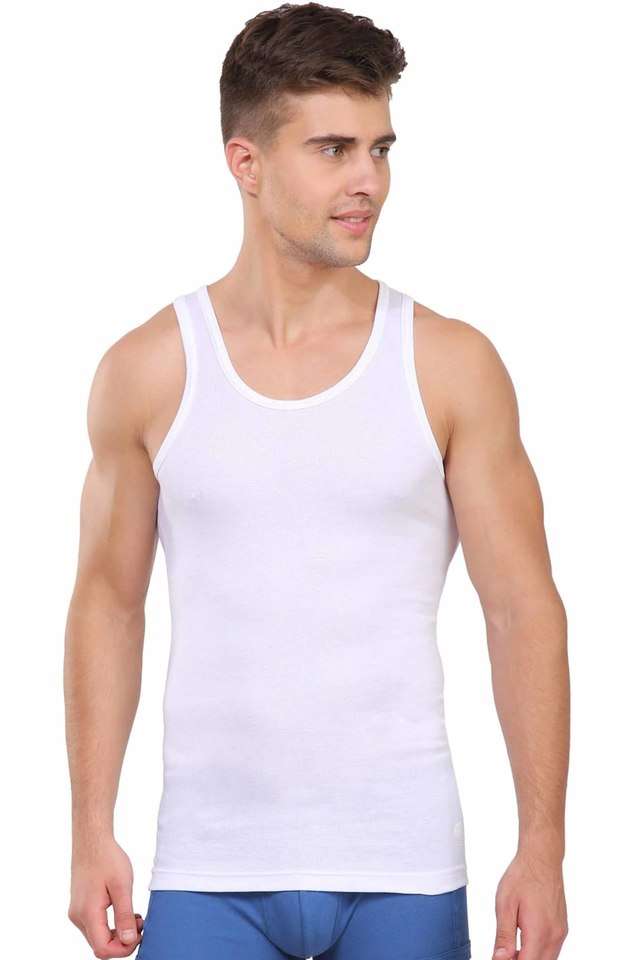 Solid-Cotton-Blend-Men-s-Vest