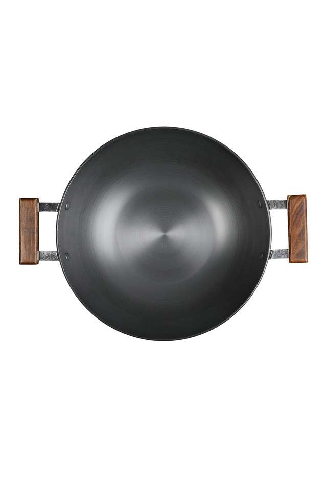 Ebony-Round-Solid-Hard-Anodized-Wok-with-Lid---24-cms