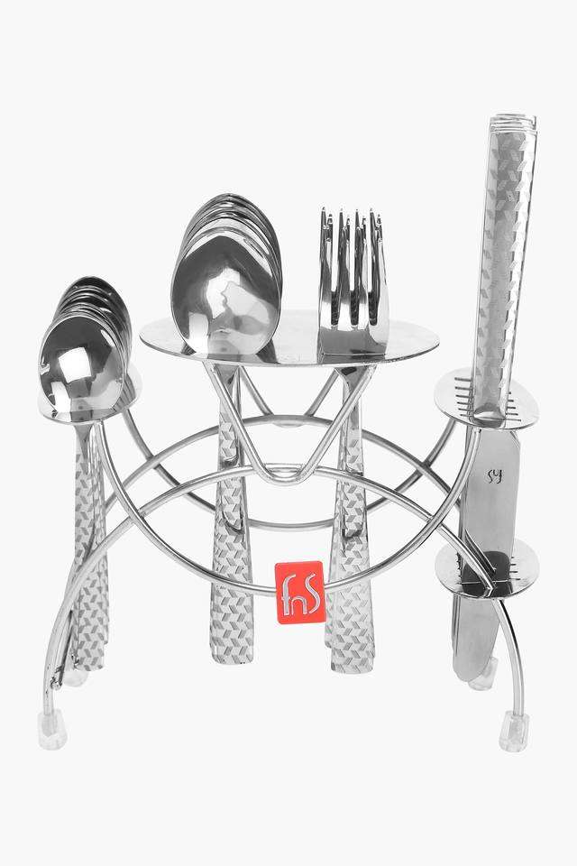 Rhombo-Metallic-Finish-Spoon-Fork-and-Knife-Cutlery-Set-with-Stand-Set-Of-24