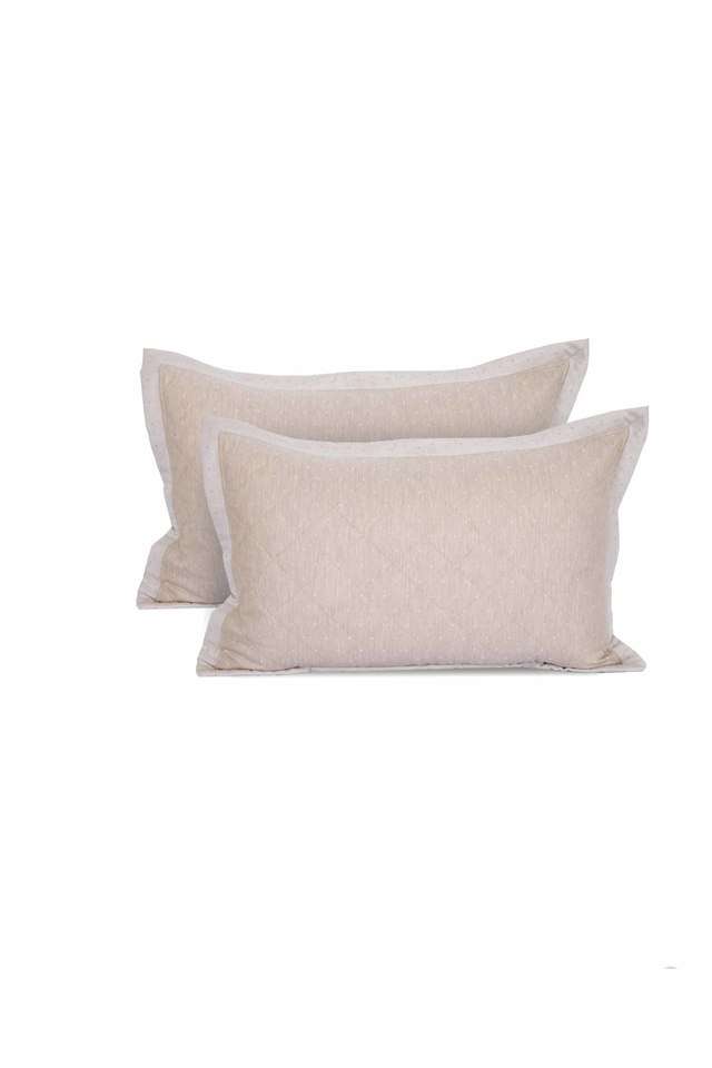 110GSM-Muted-Dot-Yarn-Dyed-Texture-Cotton-Beige-Standard-Pillow-Sham-Set-of-2