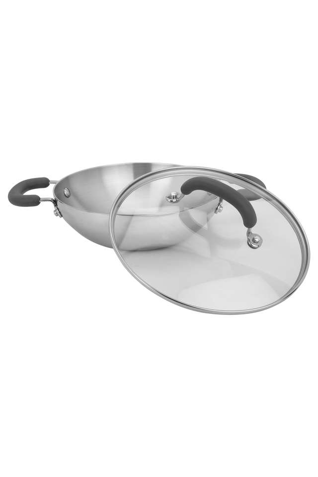 Round-Trivantage-Kadai-Wok-with-Transparent-Lid---24-cm