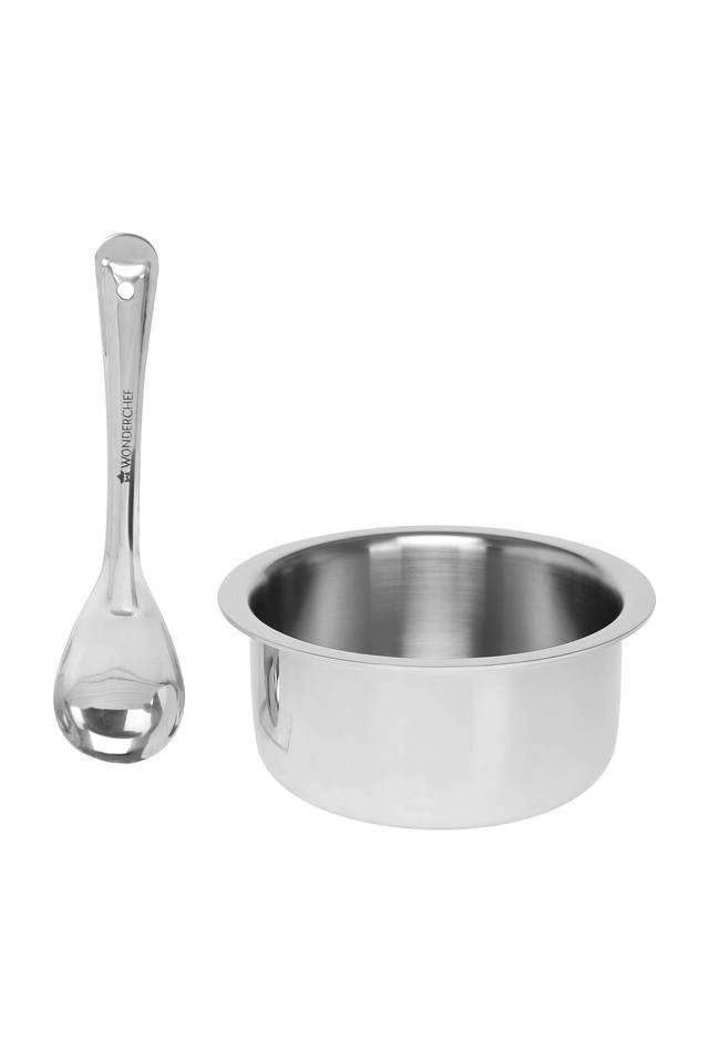 Nigella-Triply-Round-Metallic-Finish-Cooking-Pot-with-Spoon---2.1-ltrs