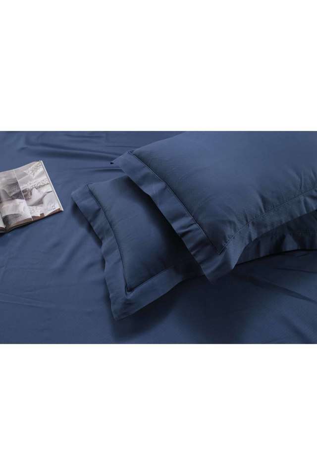 Colorart-200-TC-Cotton-Clemonte-Self-Jacquard-Blue-King-Bed-Sheet-With-2-Pillow-Covers