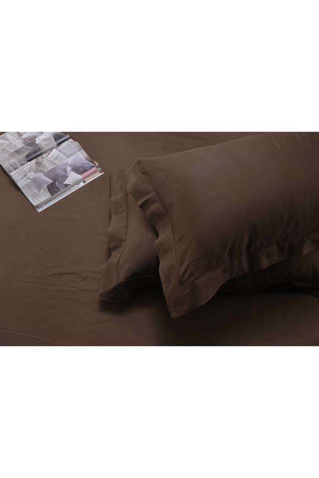 Colorart-200-TC-Cotton-Clemonte-Self-Jacquard-Brown-King-Bed-Sheet-With-2-Pillow-Covers