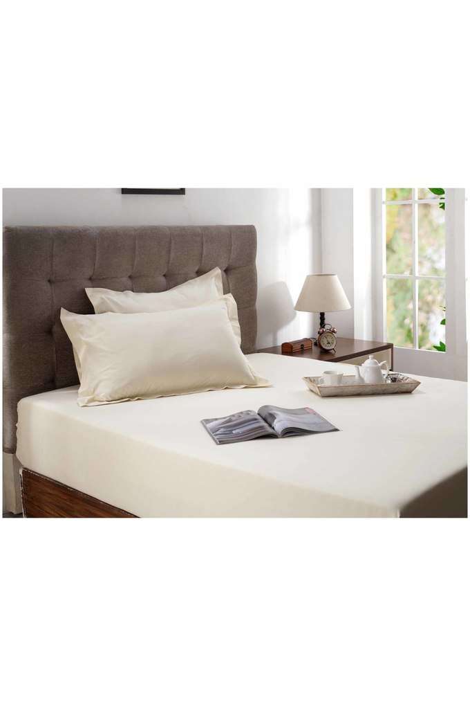 Colorart-200-TC-Cotton-Clemonte-Self-Jacquard-Beige-King-Bed-Sheet-With-2-Pillow-Covers