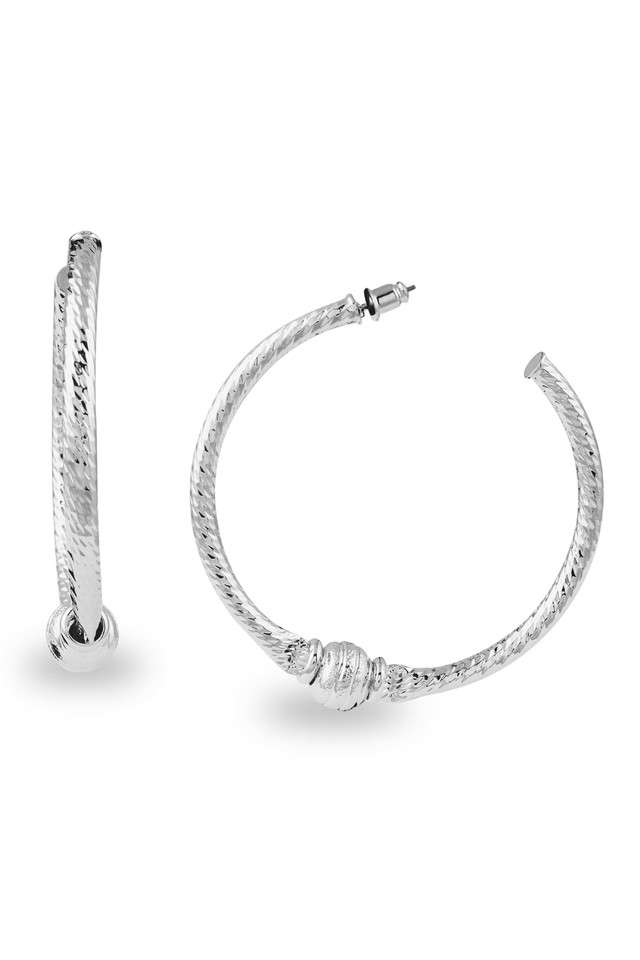 Womens-Classic-Silver-Hoops-Twisted-With-A-Difference