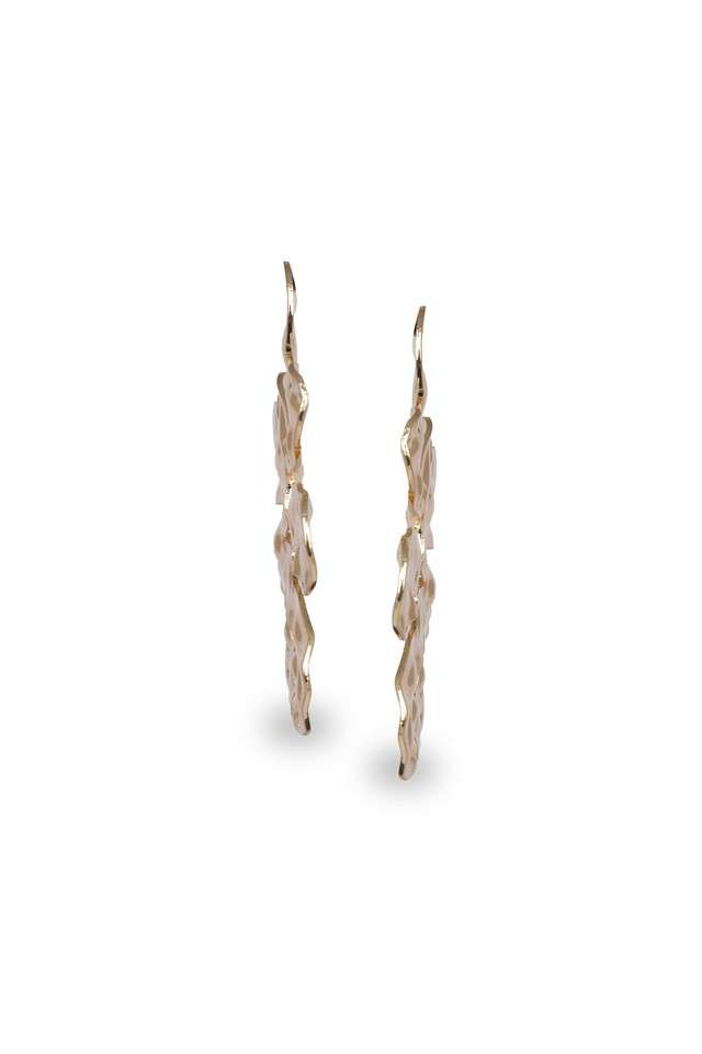 Womens-Glossy-Golden-Flower-Statement-Party-Earrings