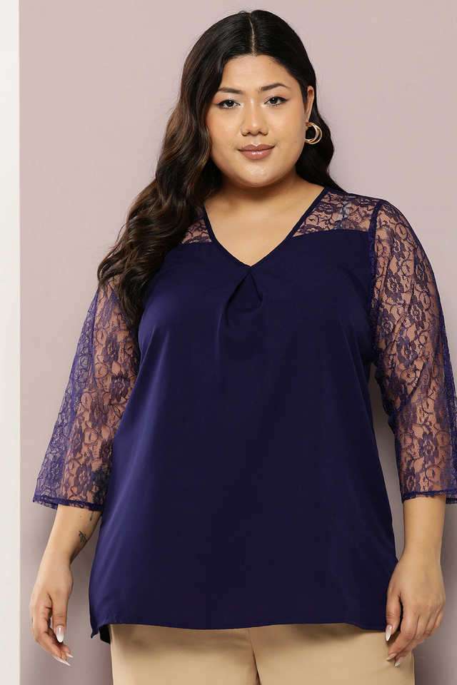 qurvii Solid Crepe V-Neck Women Top-picture-40