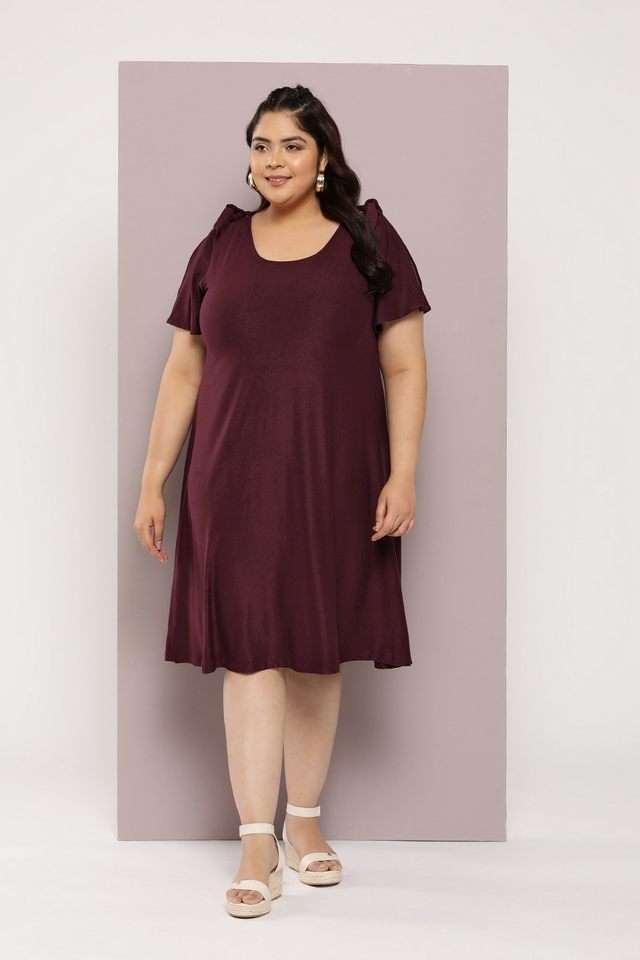 qurvii Solid Round Neck Jersey Women Dress-picture-16