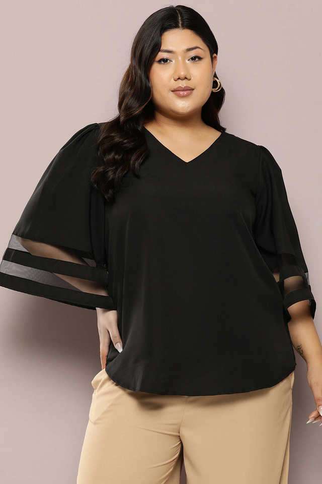 qurvii Solid Crepe V-Neck Women Top-picture-15