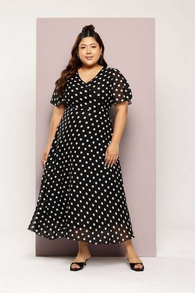 qurvii Solid V-Neck Georgette Women Dress-picture-21