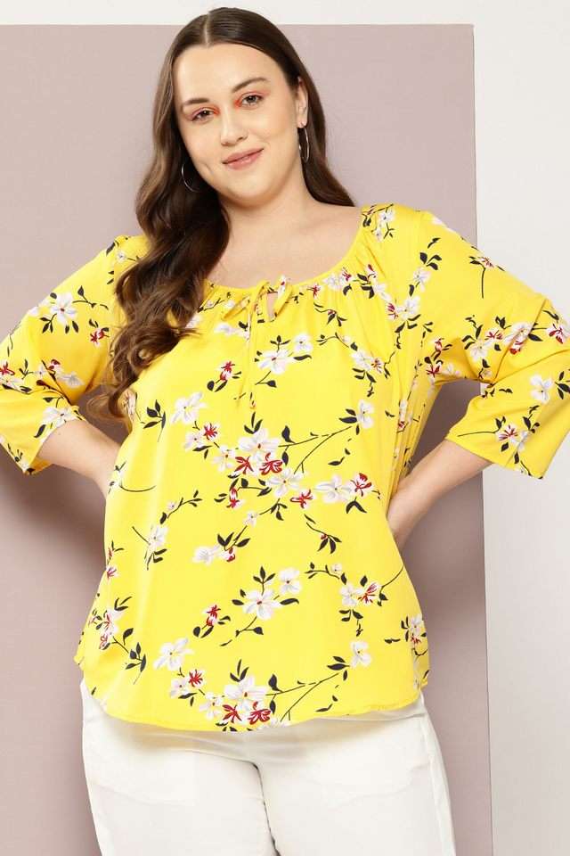 Floral Crepe Tie Up Neck Women Top-image-25