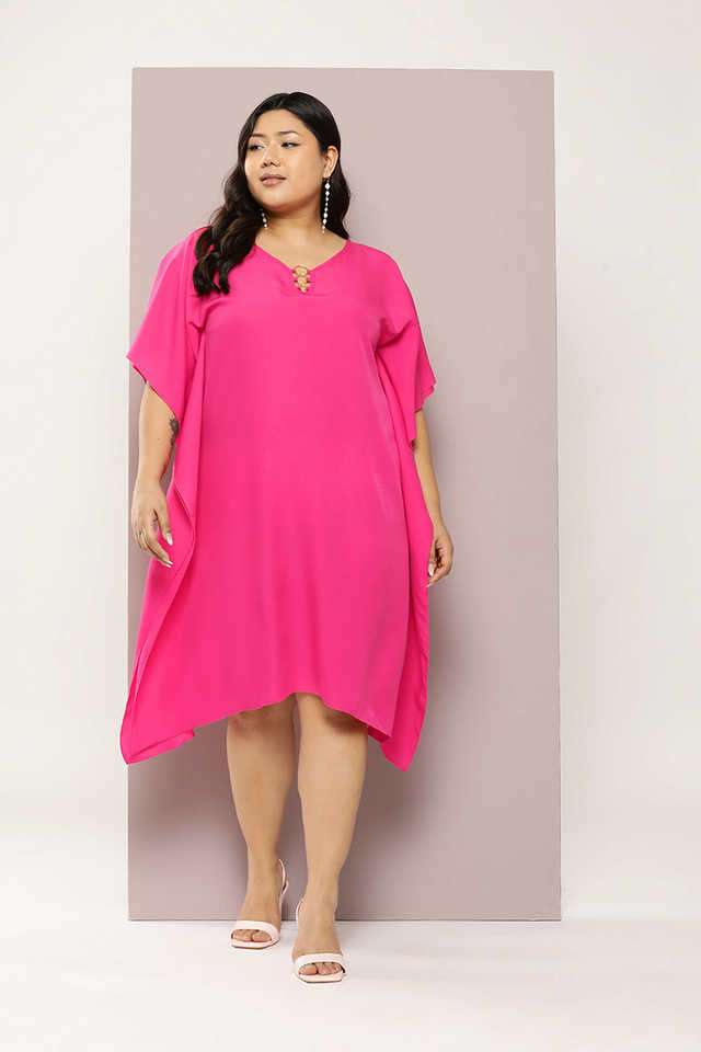 qurvii Solid V-Neck Crepe Women Dress-picture-13