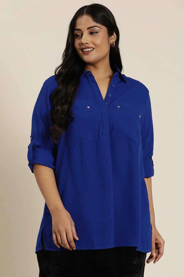 Solid Crepe Collared Women Top-image-17