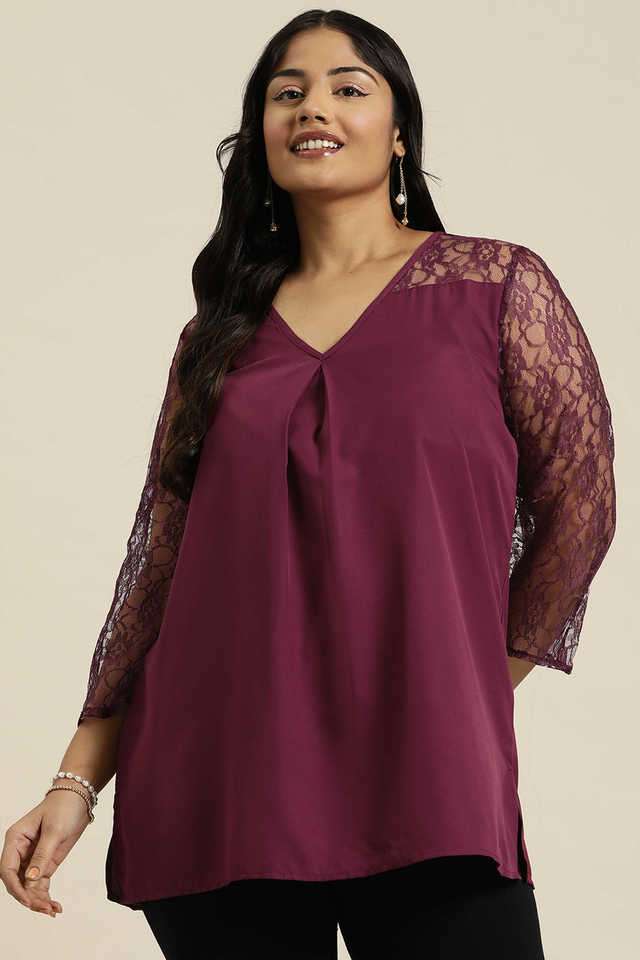 qurvii Solid Crepe V-Neck Women Top-picture-33