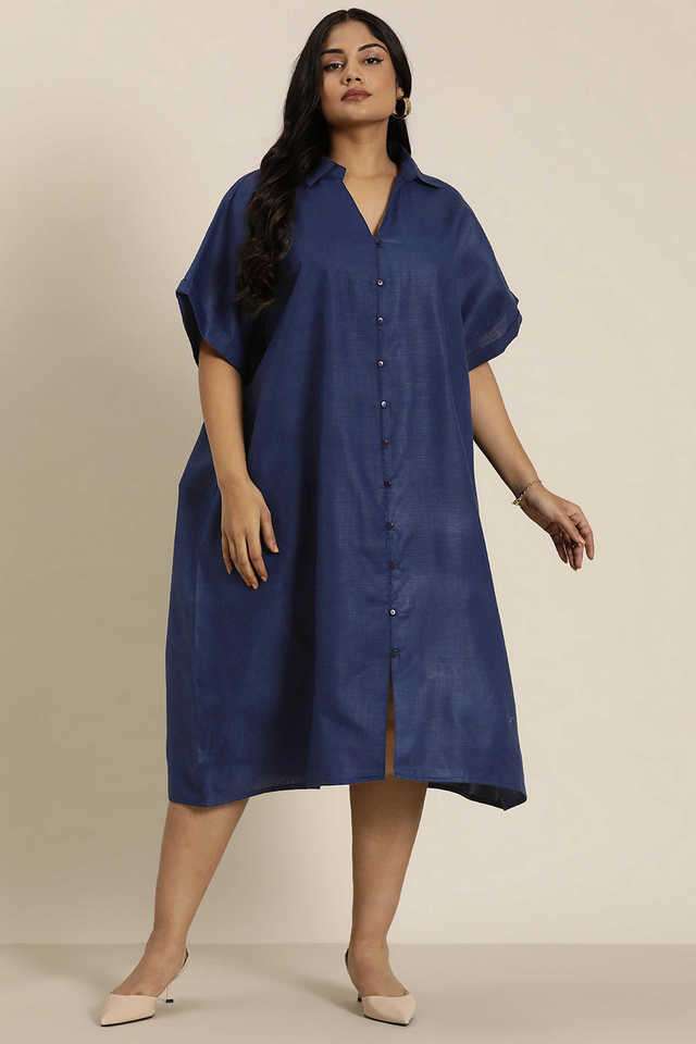 qurvii Solid Collared Cotton Women Dress-picture-29