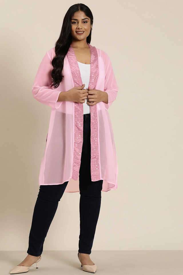qurvii Solid V-Neck Georgette Women's Festive Wear Shrug-picture-23