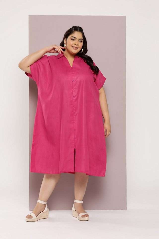 qurvii Solid Collared Cotton Women Dress-picture-15