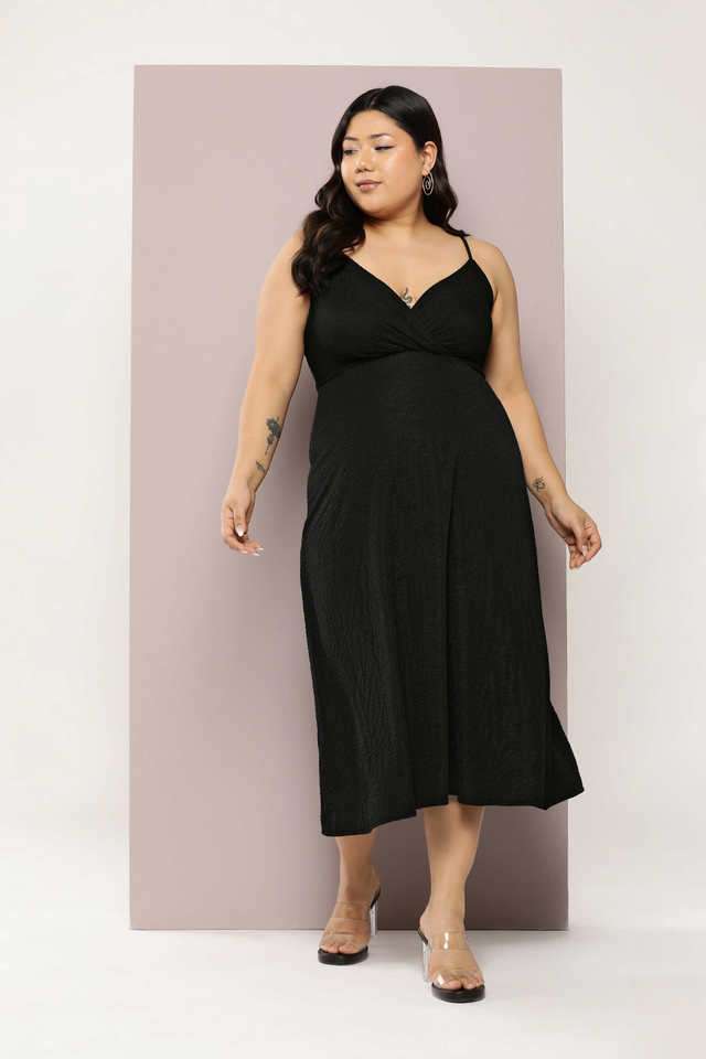 qurvii Solid V-Neck Lycra Women Dress-picture-34