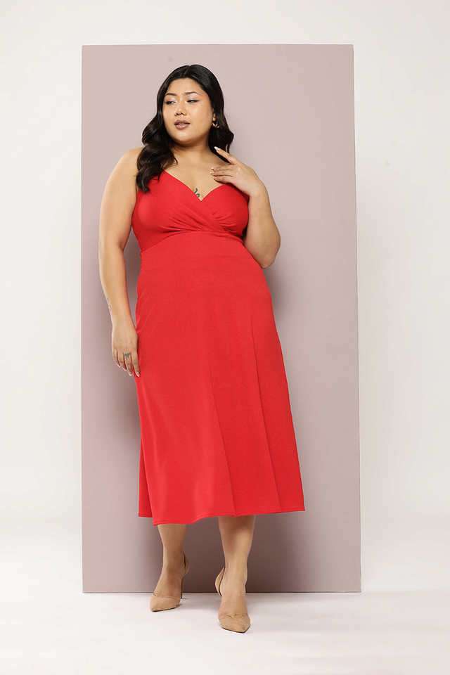 qurvii Solid V-Neck Lycra Women Dress-picture-12