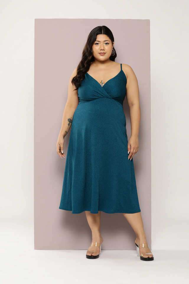 qurvii Solid V-Neck Lycra Women Dress-picture-15