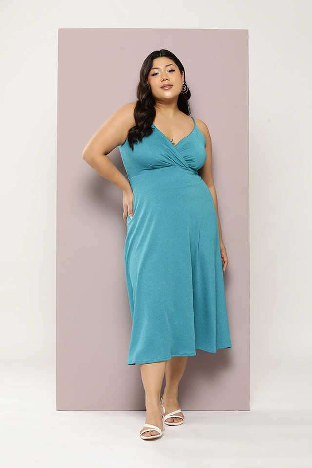 qurvii Solid V-Neck Lycra Women Dress-picture-18
