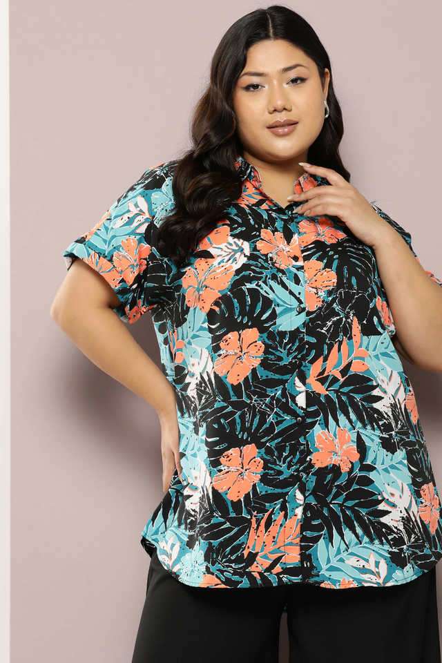 qurvii Printed Collared Crepe Women Casual Wear Shirt-picture-11