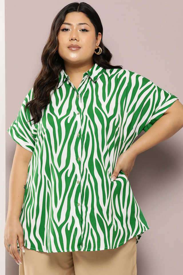 qurvii Printed Collared Crepe Women Casual Wear Shirt-picture-34