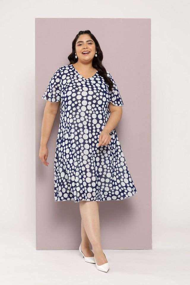 qurvii Polka Dots V-Neck Georgette Women Dress-picture-27