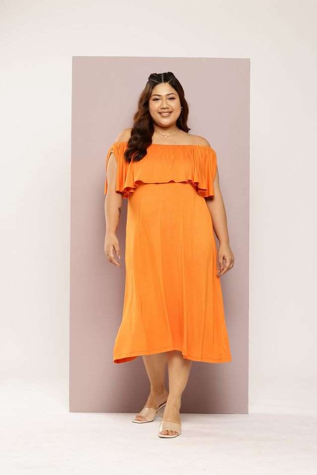 qurvii Solid Off Shoulder Jersey Women Dress-picture-36