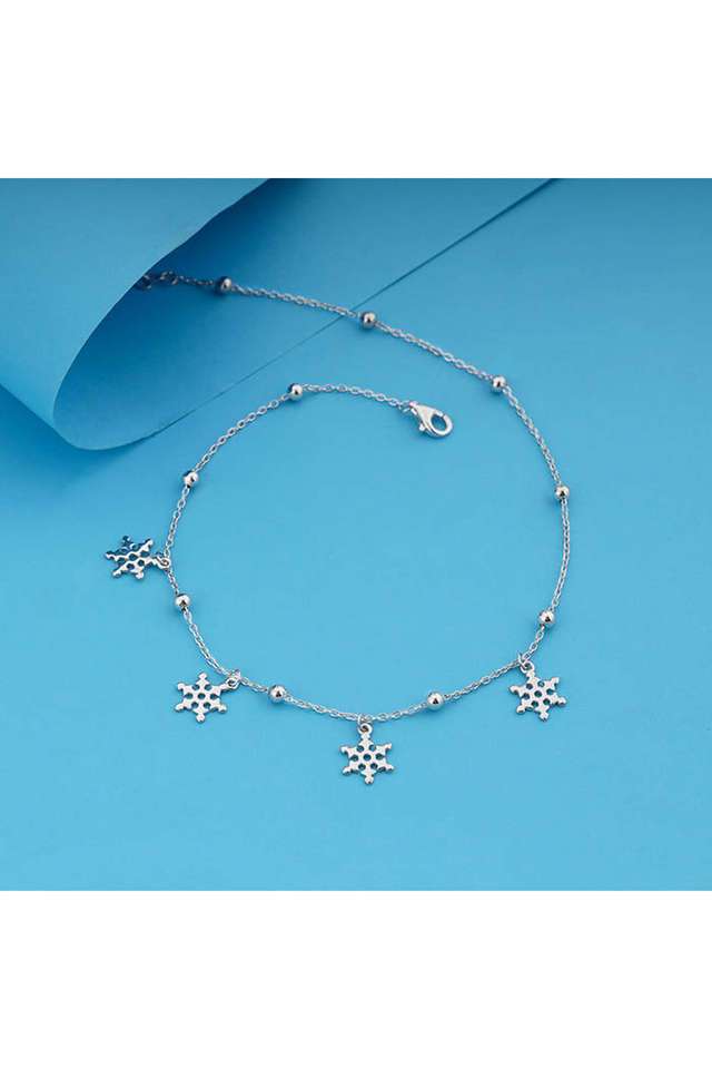 Silver-Snowflake-Charm-Anklet---Pack-Of-2