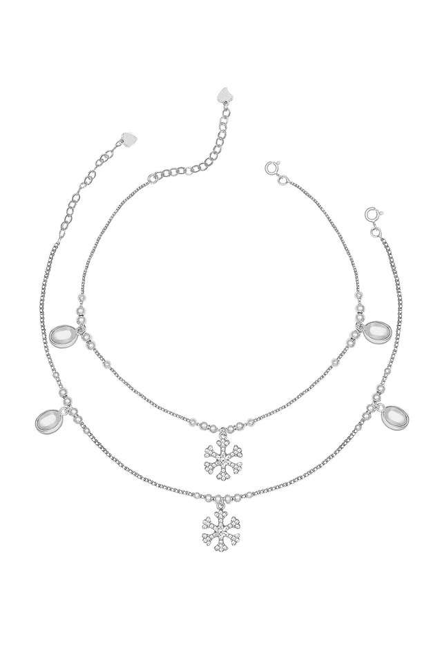 Cubic-Zirconia-Sterling-Silver-Spring-Ring-Clasp-Western-Anklet